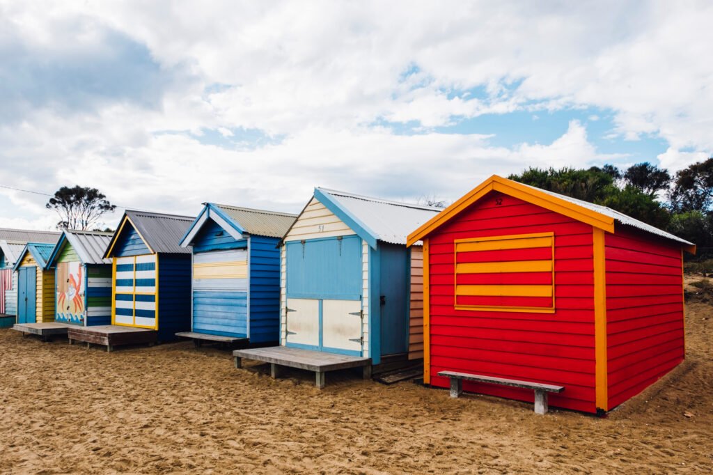 Colourful Brighton bathing boxes on Bayside Melbourne foreshore, representing the Bayside Melbourne home loan service area