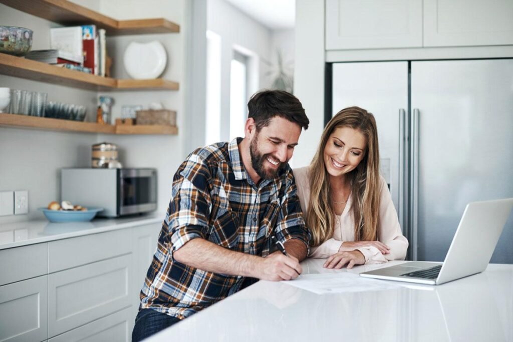 Melbourne homeowner discussing equity release options with a mortgage broker at a consultation table
