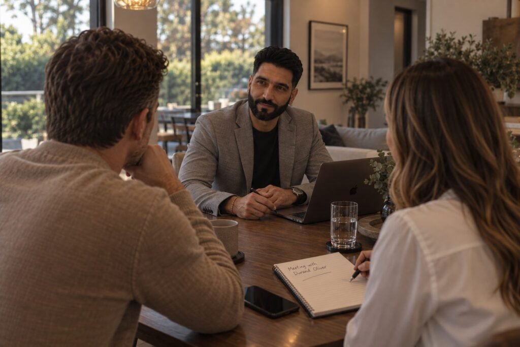 High-income professional planning their capital gains tax strategy with an adviser